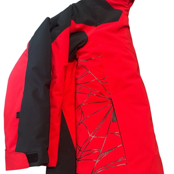 Spyder BoysTurner Insulated Ski Jacket red and black color block design Size16 - Picture 3 of 4